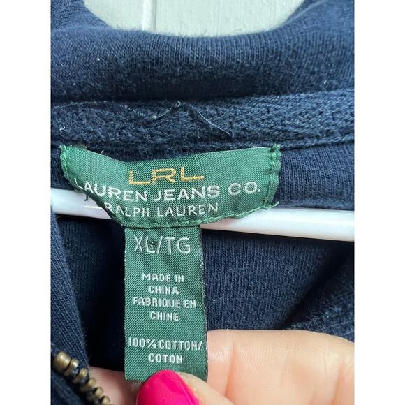 LRL Lauren Jeans Co. Ralph Lauren Navy Blue Women's Pullover Zip XL - Picture 2 of 9